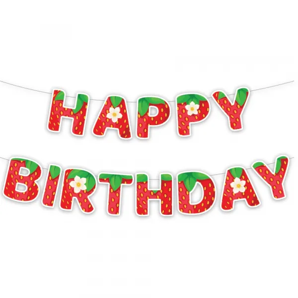 Çilek Temalı Happy Birthday Yazısı (170 cm)