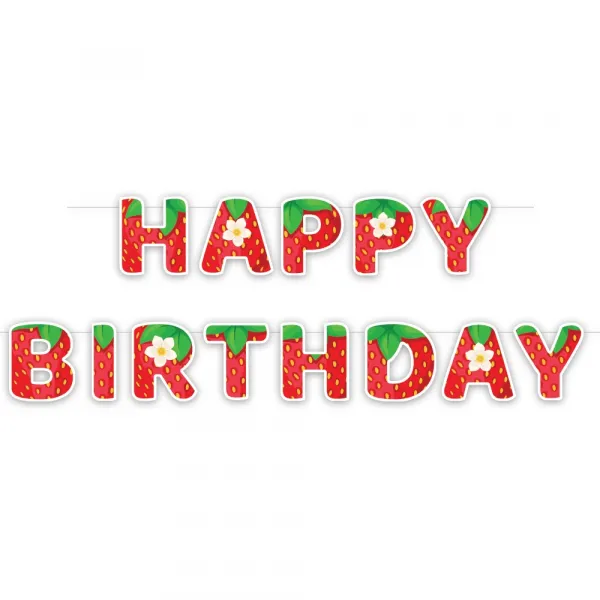 Çilek Temalı Happy Birthday Yazısı (170 cm)