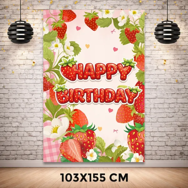 Çilek Temalı Dikey Afiş Poster (103x155 cm)