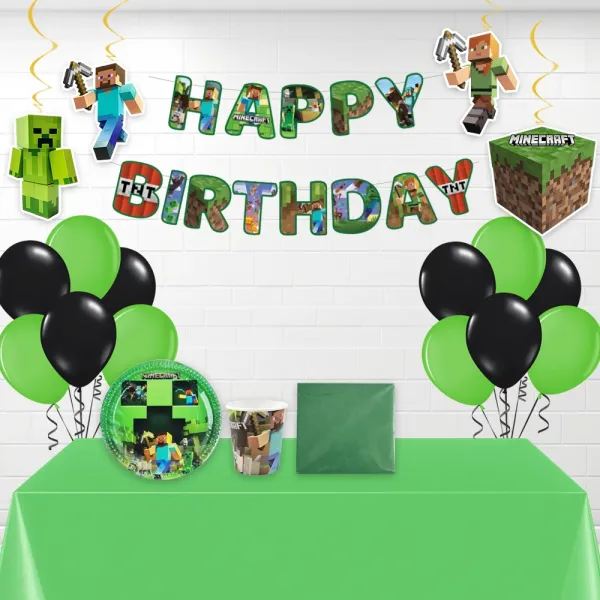 Minecraft Doğum Günü Konsepti Parti Seti (8 Kişilik)