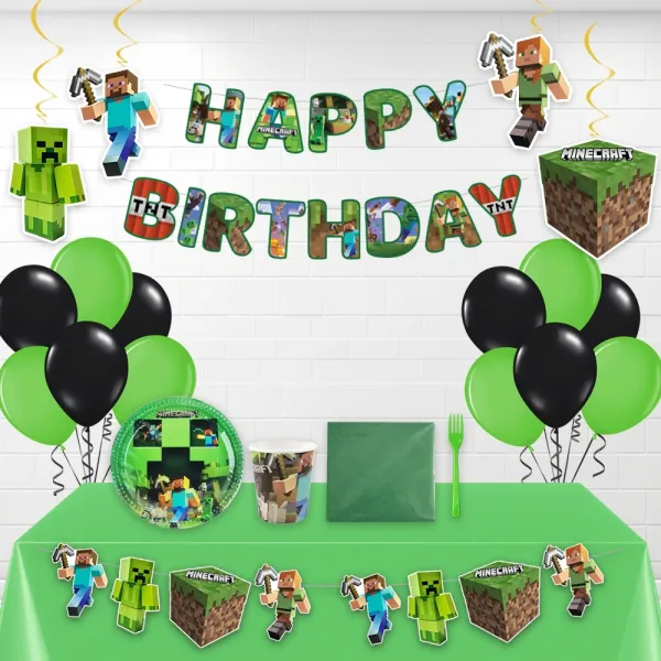 Minecraft Doğum Günü Süsleri Parti Seti (16 Kişilik)