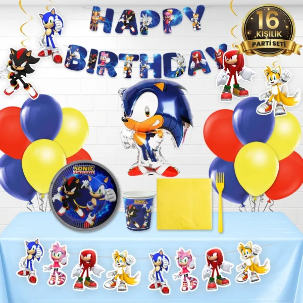 Sonic Doğum Günü Parti Seti (16 Kişilik)