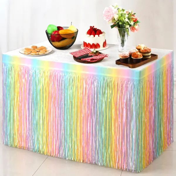 Makaron Renkli Püsküllü Masa Eteği (70x300 cm)