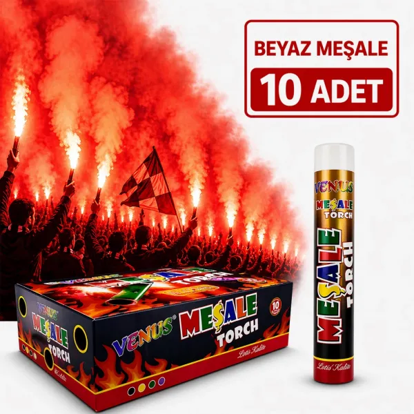 Beyaz Maç Meşalesi (10 Adet)