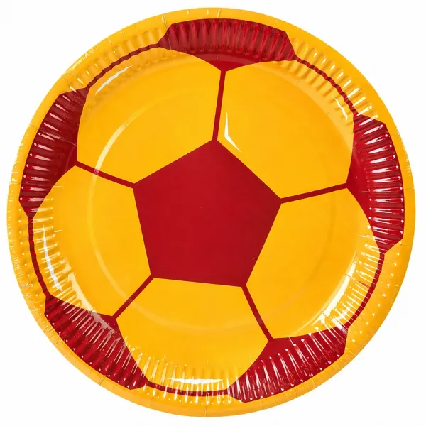 Sarı Kırmızı Futbol Topu Taraftar Tabak (8 Adet)