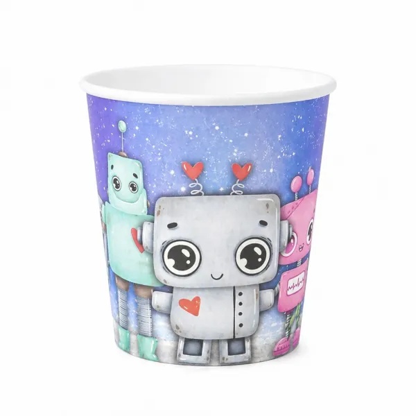 Robot Temalı Karton Bardak (8 Adet)