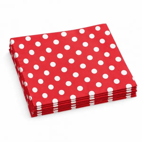 Kırmızı Üzeri Beyaz Puantiyeli Peçete (20 adet)