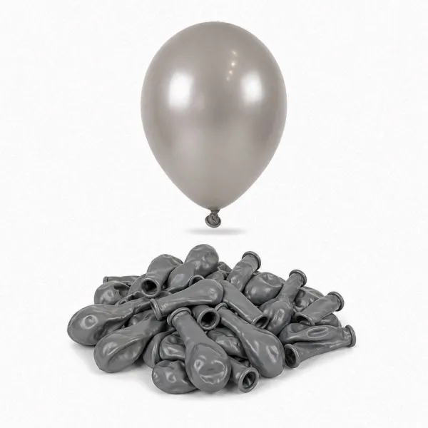 5 inch Mini Gümüş Metalik Balon (10 Adet)
