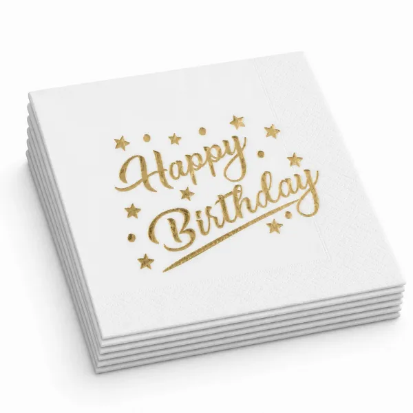 Happy Birthday Gold Varaklı Peçete (16 adet)