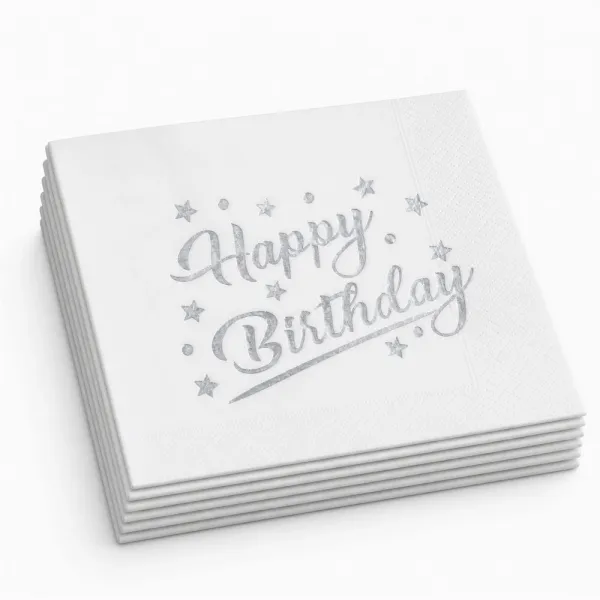 Happy Birthday Gümüş Varaklı Peçete (16 adet)