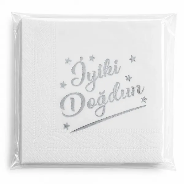 İyi ki Doğdun Gümüş Varaklı Peçete (16 adet)