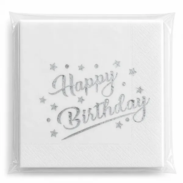 Happy Birthday Gümüş Varaklı Peçete (16 adet)