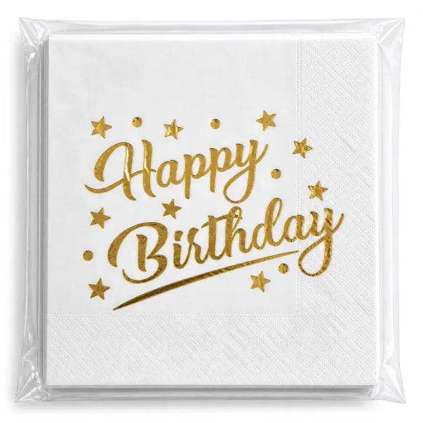 Happy Birthday Gold Varaklı Peçete (16 adet)