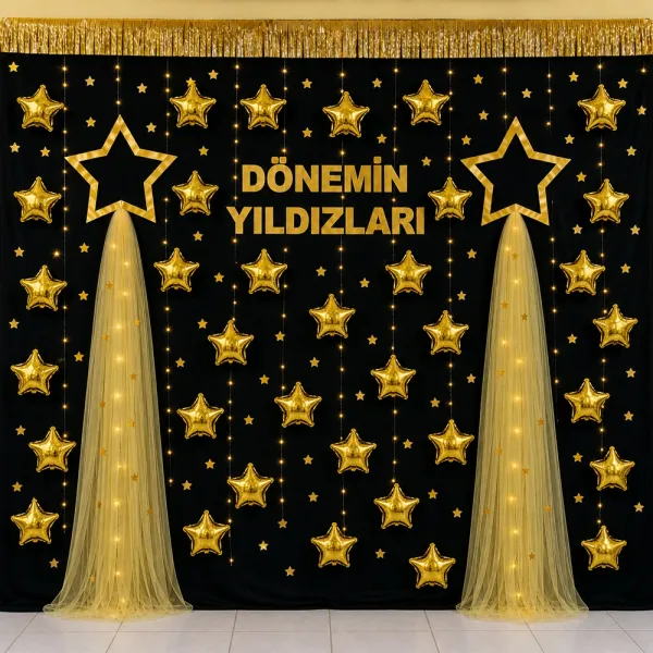 Mini Yıldız Folyo Balon Gold 3 Adet (10 inc-25 cm)