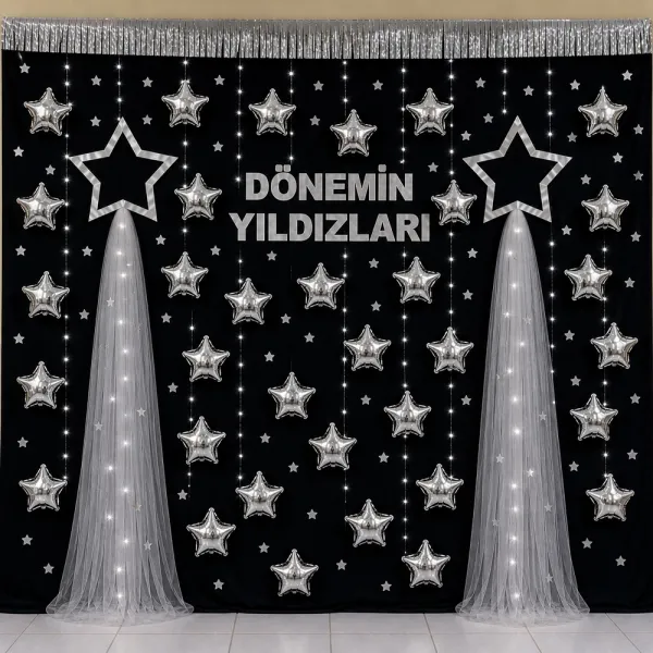 Mini Yıldız Folyo Balon Gümüş 3 Adet (10 inc-25 cm)