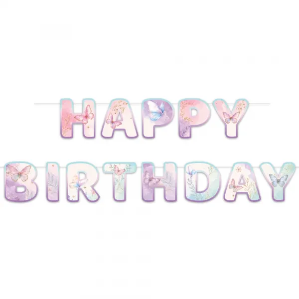 Kelebek Temalı Happy Birthday Yazısı (170 cm)