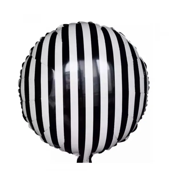 Siyah - Beyaz Çizgili Folyo Balon (45 cm)