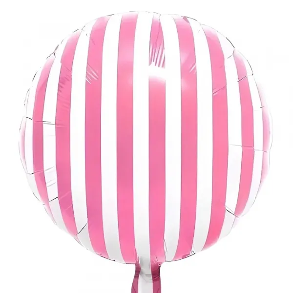 Pembe - Beyaz Çizgili Folyo Balon (45 cm)