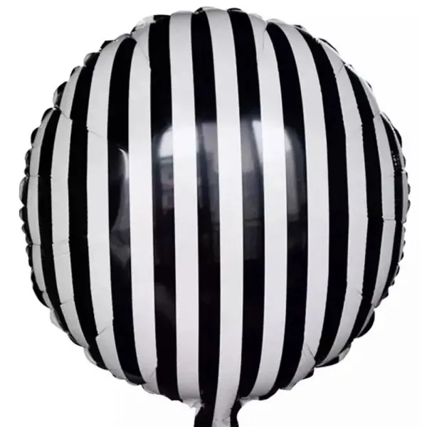 Siyah - Beyaz Çizgili Folyo Balon (45 cm)