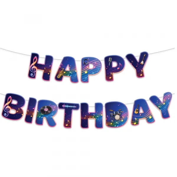 Müzik Temalı Happy Birthday Yazısı (170 cm)