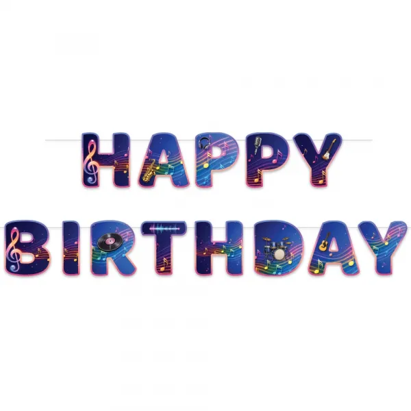 Müzik Temalı Happy Birthday Yazısı (170 cm)
