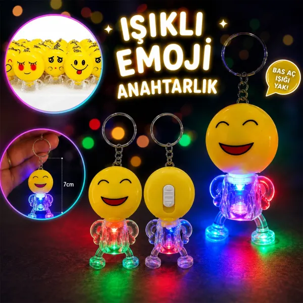 ışıklı Emoji Hediyelik Anahtarlık (1 Adet)
