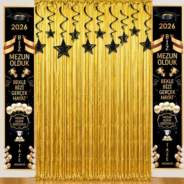 Siyah Gold Mezuniyet Süsleme Seti