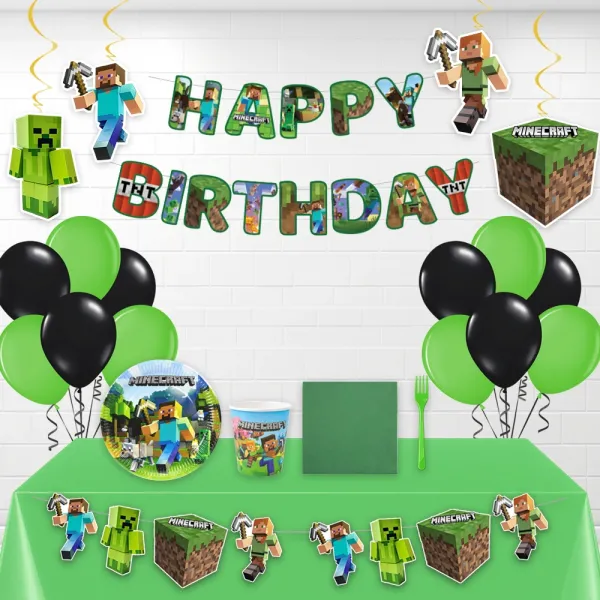 Minecraft Doğum Günü Süsleri Parti Seti (16 Kişilik)