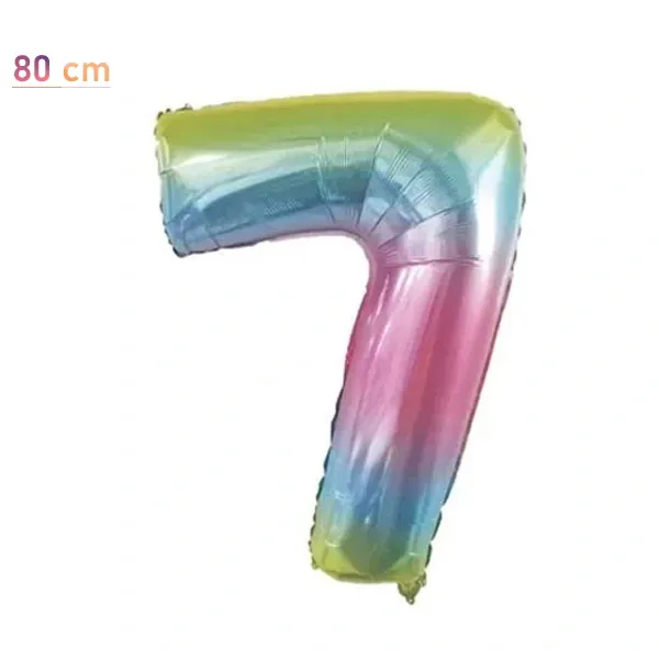7 Rakam Folyo Balon – Gökkuşağı – 34 inch (80 cm)