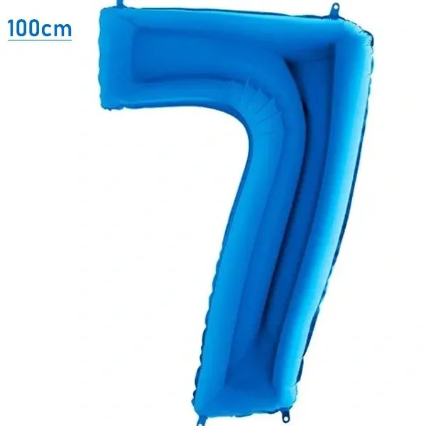 7 Rakam Folyo Balon - Mavi - 100 cm (40 inch)