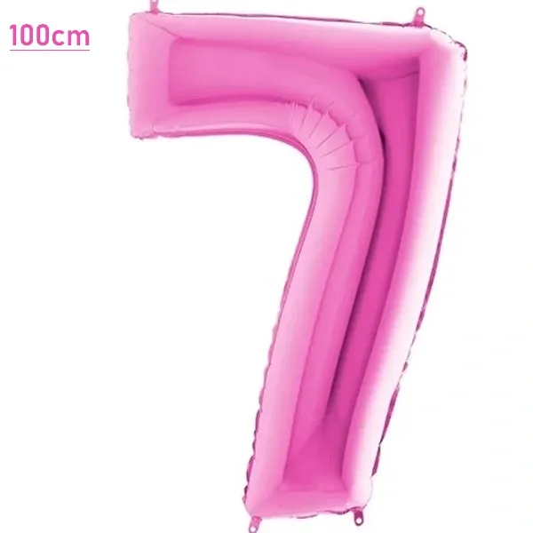 7 Rakam Folyo Balon - Pembe - 100 cm (40 inch)
