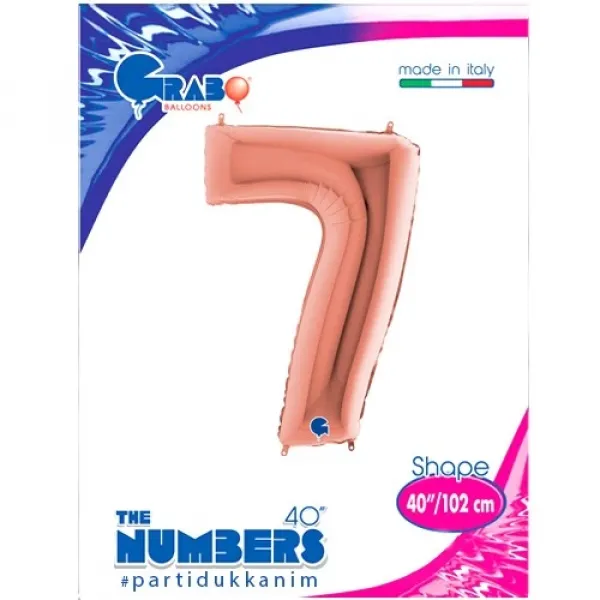 7 Rakam Folyo Balon – Rose Gold – (100 cm - 40 inch)