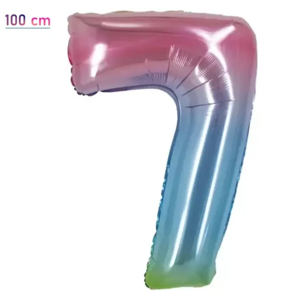 7 Sayı Folyo Balon – Gökkuşağı – 100 cm (40 inch)