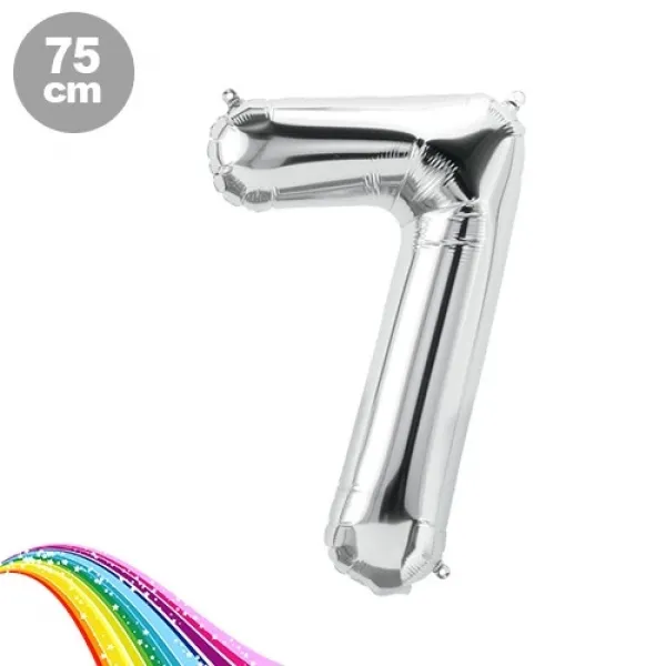 7 Sayı Folyo Balon Gümüş (75 cm)