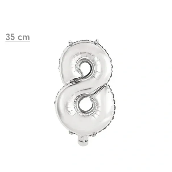 8 Rakam Folyo Balon – Gümüş – (35 cm - 16 inch)