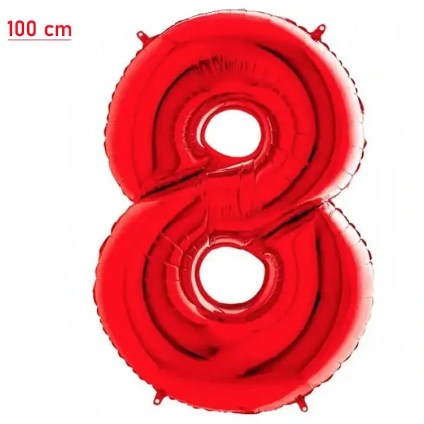 8 Rakam Folyo Balon – Kırmızı – 100 cm (40 inch)