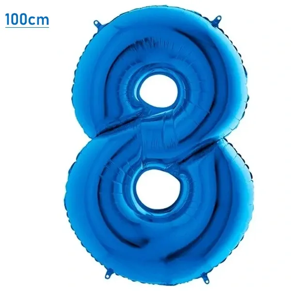 8 Rakam Folyo Balon - Mavi - 100 cm (40 inch)
