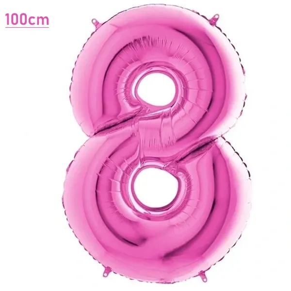8 Rakam Folyo Balon - Pembe - 100 cm (40 inch)