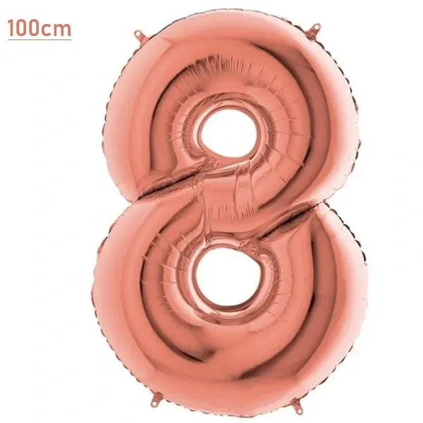 8 Rakam Folyo Balon – Rose Gold – (100 cm - 40 inch)