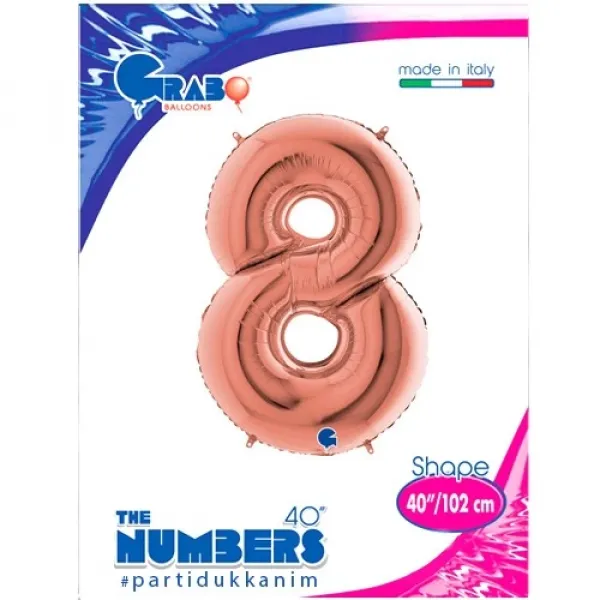 8 Rakam Folyo Balon – Rose Gold – (100 cm - 40 inch)