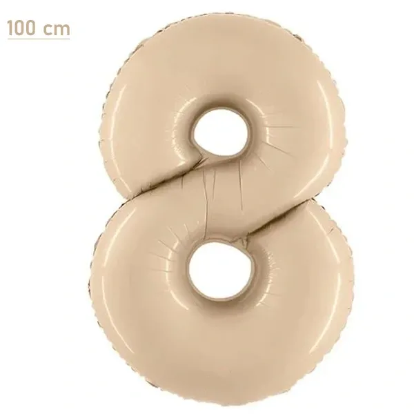 8 Rakam Folyo Balon - Saten Krem - 100 cm (40 inch)