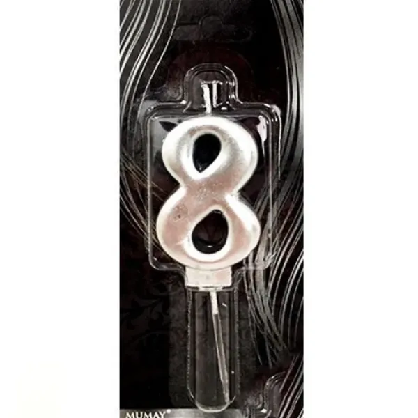 8 Rakam Mum Gümüş