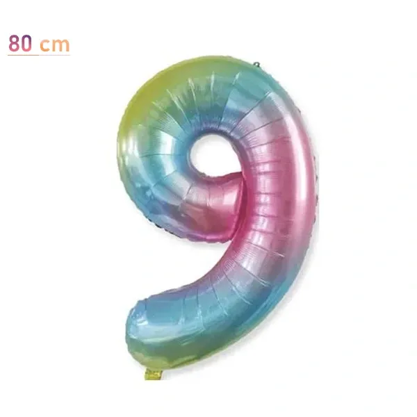 9 Rakam Folyo Balon – Gökkuşağı – 34 inch (80 cm)