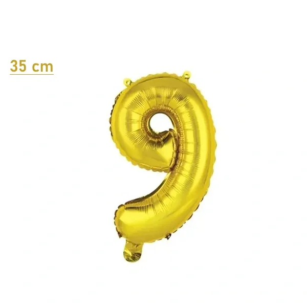 9 Rakam Folyo Balon - Gold – (35 cm - 16 inch)
