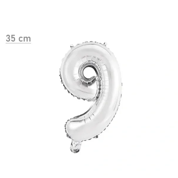 9 Rakam Folyo Balon – Gümüş – (35 cm - 16 inch)