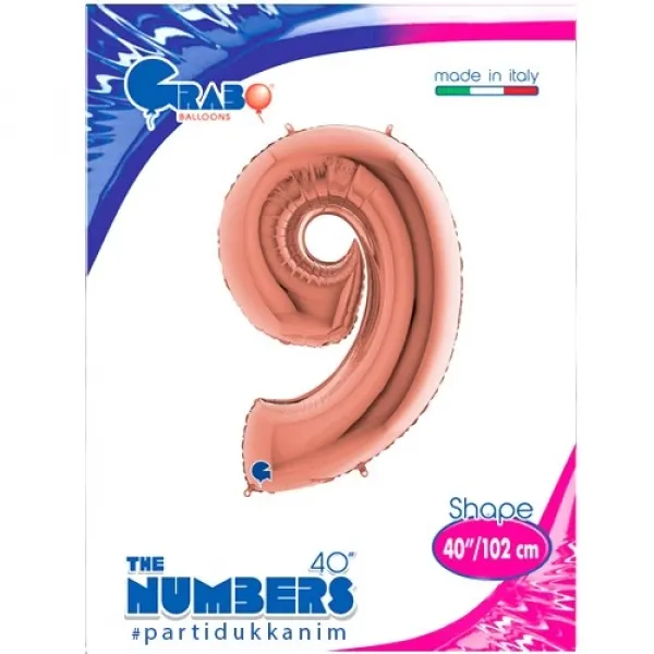 9 Rakam Folyo Balon – Rose Gold – (100 cm - 40 inch)