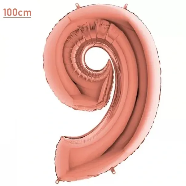 9 Rakam Folyo Balon – Rose Gold – (100 cm - 40 inch)