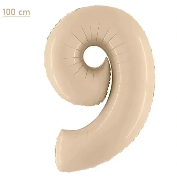 9 Rakam Folyo Balon - Saten Krem - 100 cm (40 inch)
