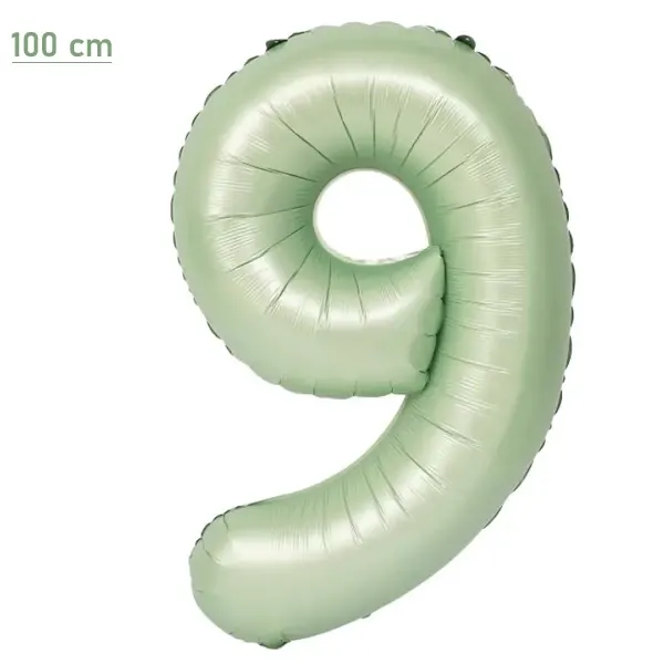 9 Rakam Folyo Balon – Su Yeşili – 100 cm (40 inch)