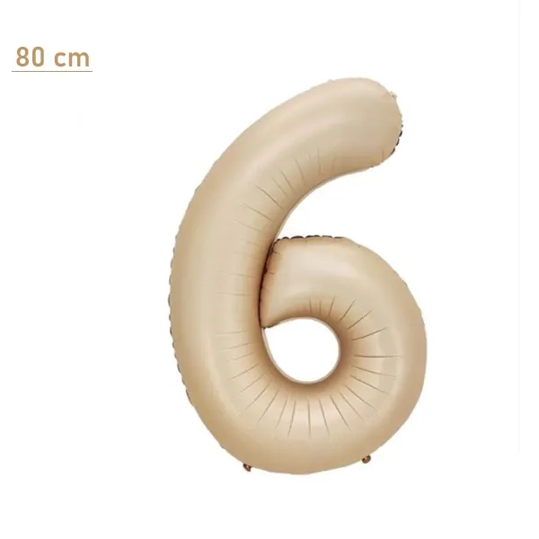 6 Rakam Folyo Balon – Karamel – 80 cm (34 inch)
